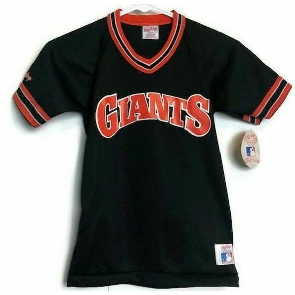 Vintage Deadstock Giants Rawlings Jersey Ringer Shirt Mancave Youth M Brown